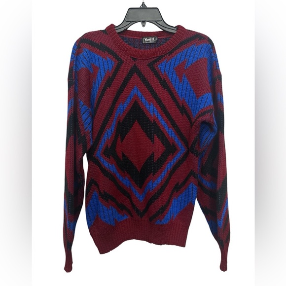 VanCort Vintage Sweater Colorful Geometric Pattern Cosby Style Size Large - Picture 1 of 6